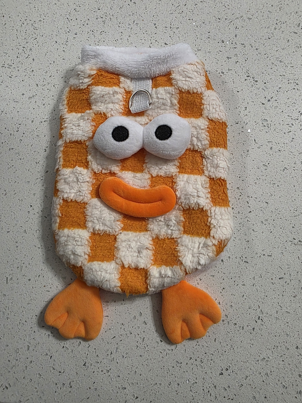 Plush Checkerboard Orange & Cream Cartoon Pet Harness Cover